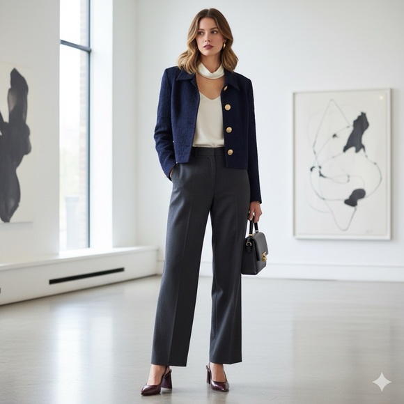 NEW Doncaster Navy Blue Cropped Cotton Jacket - Picture 1 of 7